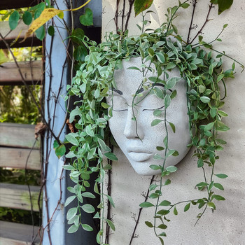 Ρητίνη Face Planter Κρεμαστό καλάθι Κεφαλή γλάστρας για επιτοίχια διακόσμηση Δημιουργικά λουλούδια Γλάστρες Στολίδι Σπίτι Κήπος Εσωτερικός εξωτερικός χώρος
