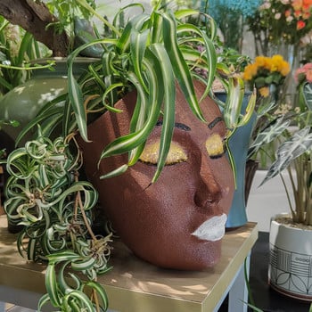 Ρητίνη Face Planter Κρεμαστό καλάθι Κεφαλή γλάστρας για επιτοίχια διακόσμηση Δημιουργικά λουλούδια Γλάστρες Στολίδι Σπίτι Κήπος Εσωτερικός εξωτερικός χώρος