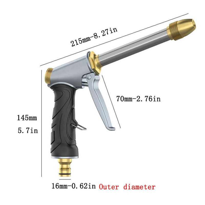 Pulverizator de apă de grădină Stropitor de gazon Pistol de udare Duze pentru furtun reglabil Spălătorie de mașini de înaltă presiune Mașină de spălat cu putere Unelte de curățare