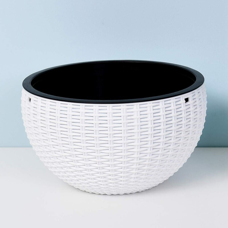 Pachet de 2 ghivece cu design cu două ghivece, cu coș suspendat, cu udare automată, pentru interior, exterior, pentru plante și ghivece pentru flori, cu scurgere și lanț