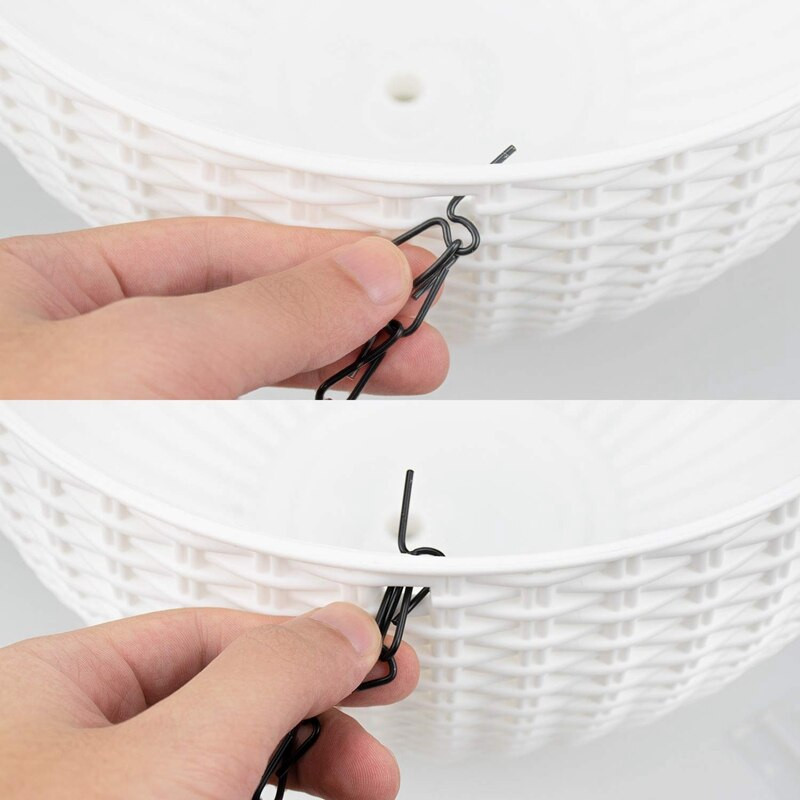 Pachet de 2 ghivece cu design cu două ghivece, cu coș suspendat, cu udare automată, pentru interior, exterior, pentru plante și ghivece pentru flori, cu scurgere și lanț