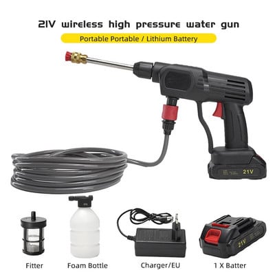 260 W belaidis aukšto slėgio plovimo purškimo vandens pistoletas 7500 mAh 22 barų automobilių plovimo slėgio vandens purkštukų valymo mašina