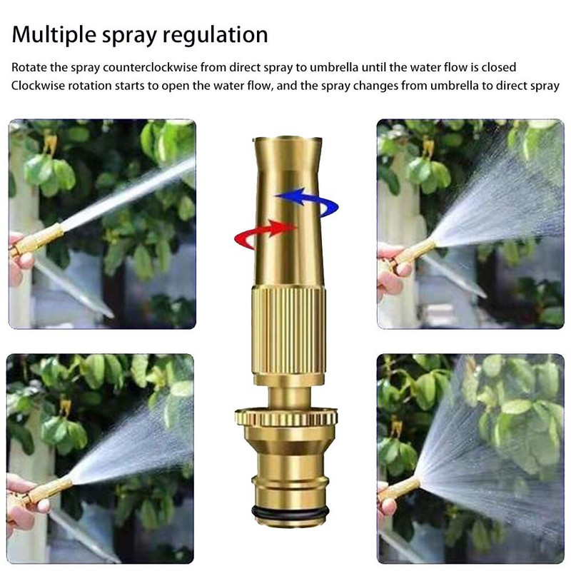 Nagynyomású vízpisztoly háztartási tiszta réz közvetlen szórópisztoly virágöntöző szerszám állítható nyomású mosó