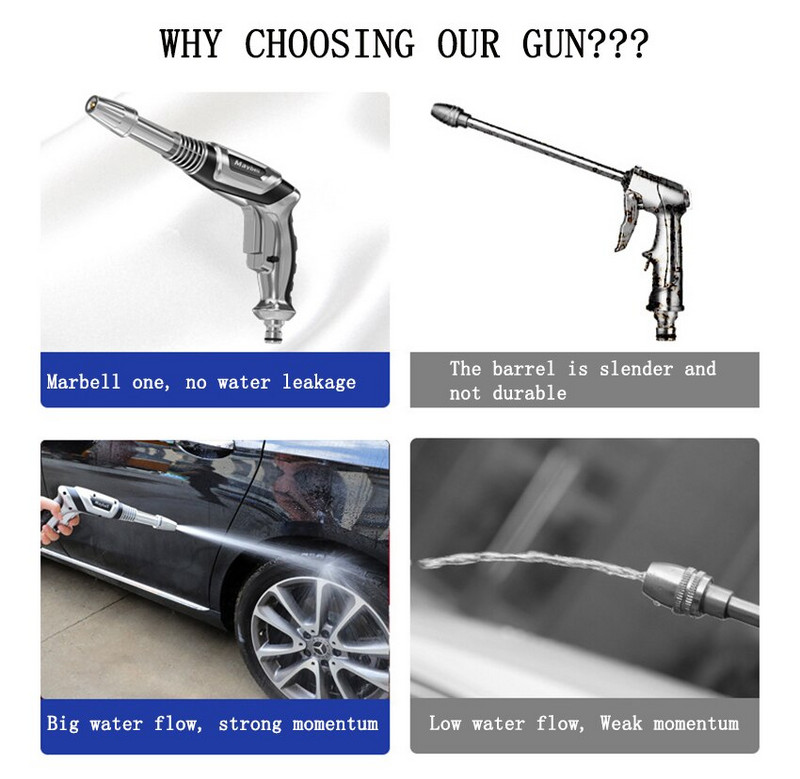 Pistol portabil de apă de înaltă presiune pentru curățarea mașinii de spălat auto, furtun de udare a grădinii, duză, stropitor, accesorii pentru pistol de apă cu spumă