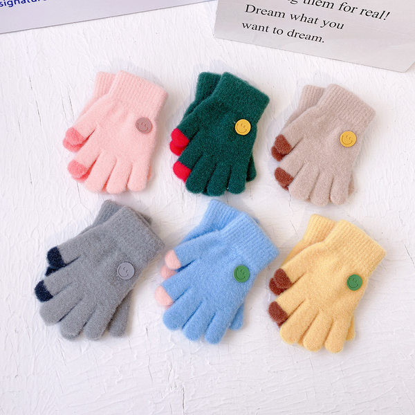 Vaikiškos žieminės pirštinės berniukams ir mergaitėms su šypsenos logotipu