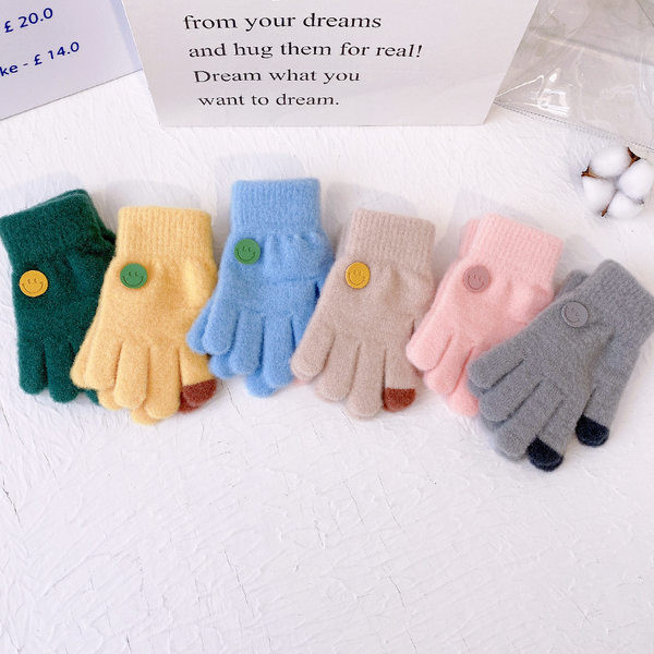 Vaikiškos žieminės pirštinės berniukams ir mergaitėms su šypsenos logotipu