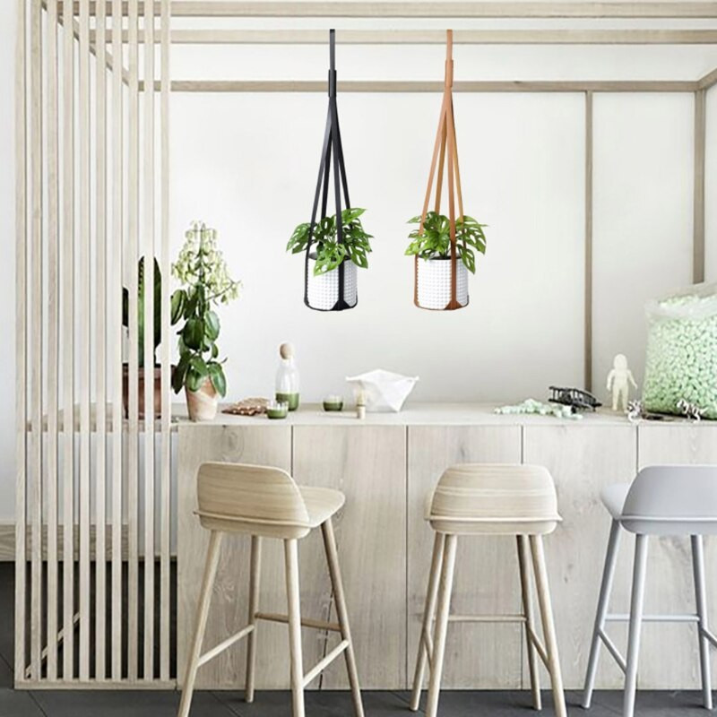 Y1UU odinė sodinamoji kabykla kambariniams augalams Pakabinamas augalų laikiklis gėlių vazonams Veganiškos odos augalų kabykla Pakabinamas sodintuvo krepšelis