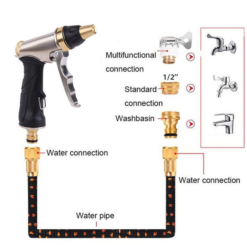 Kerti permetező vízpisztoly kihúzható locsolótömlők fúvóka nagynyomású autómosó spray Hidrolimpiadora Pistolet Arrosage Jardin