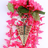 Sienų dekoro Augalų laikymo laikiklis Vėduoklės formos vazos pynimo ornamentas 27x11cm, skirtas augalams kaustytos geležies rotango vazonas gėlių vazonas