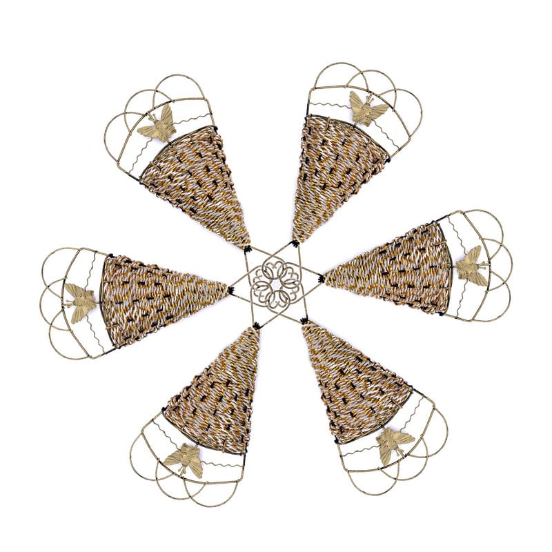 Sienų dekoro Augalų laikymo laikiklis Vėduoklės formos vazos pynimo ornamentas 27x11cm, skirtas augalams kaustytos geležies rotango vazonas gėlių vazonas