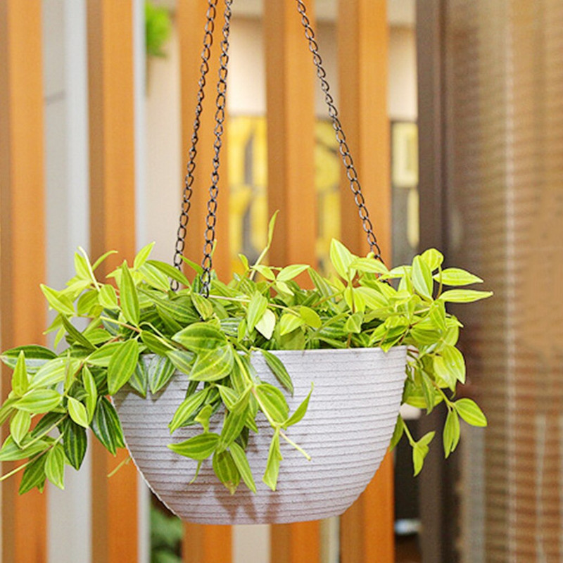 Pakabinamas krepšelio vazonas, plastikinis gėlių vazonas, savaime laistomi augalai, laikiklis kabykla Namų dekoravimui, balta