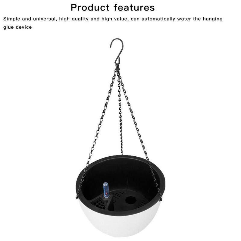 Pakabinamas krepšelio vazonas, plastikinis gėlių vazonas, savaime laistomi augalai, laikiklis kabykla Namų dekoravimui, balta