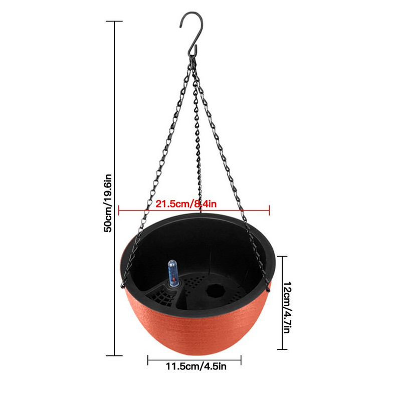 Pakabinamas krepšelio vazonas, plastikinis gėlių vazonas, savaime laistomi augalai, laikiklis kabykla Namų dekoravimui, balta