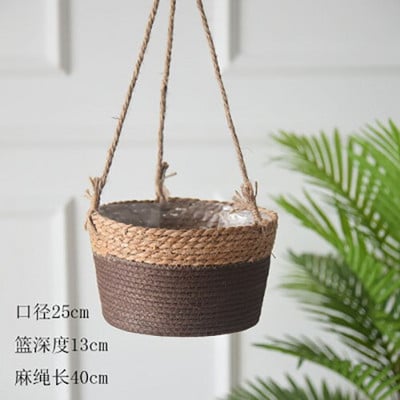 Coș de depozitare nordic din paie Coș în ghiveci pentru agățat de perete pentru casă, ghiveci de flori, sufragerie modernă, dormitor, magazin, decorațiuni suspendate