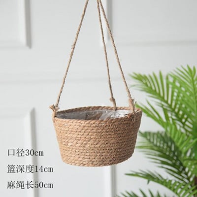 Coș de depozitare nordic din paie Coș în ghiveci pentru agățat de perete pentru casă, ghiveci de flori, sufragerie modernă, dormitor, magazin, decorațiuni suspendate