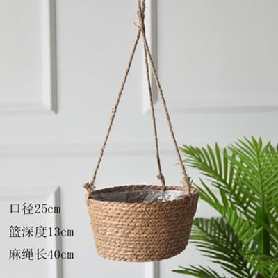 Coș de depozitare nordic din paie Coș în ghiveci pentru agățat de perete pentru casă, ghiveci de flori, sufragerie modernă, dormitor, magazin, decorațiuni suspendate