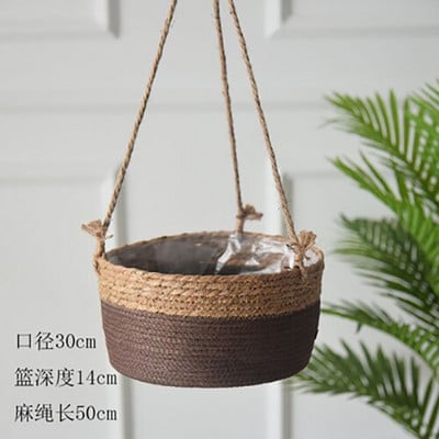 Coș de depozitare nordic din paie Coș în ghiveci pentru agățat de perete pentru casă, ghiveci de flori, sufragerie modernă, dormitor, magazin, decorațiuni suspendate