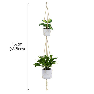 Rankų darbo makramė vazono augalų laikiklis Makramo augalų kabykla prie sienos pakabinamas gėlių krepšelis, sienos dekoravimas apskrities sodas