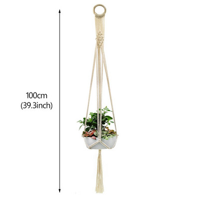 Rankų darbo makramė vazono augalų laikiklis Makramo augalų kabykla prie sienos pakabinamas gėlių krepšelis, sienos dekoravimas apskrities sodas