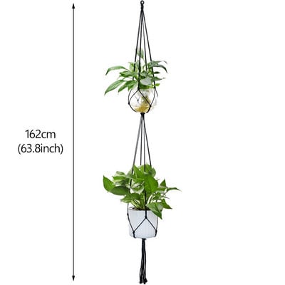 Rankų darbo makramė vazono augalų laikiklis Makramo augalų kabykla prie sienos pakabinamas gėlių krepšelis, sienos dekoravimas apskrities sodas