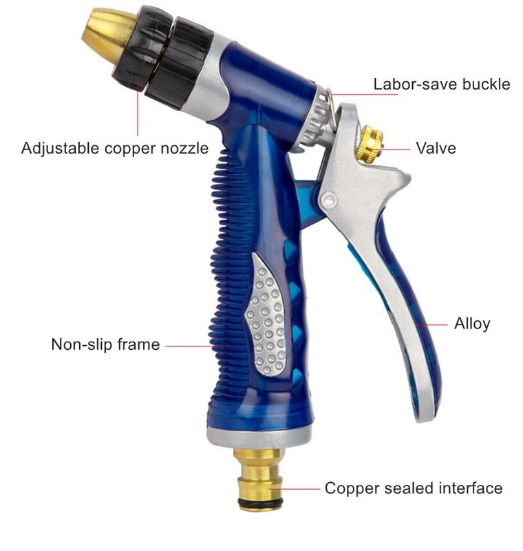 Hordozható nagynyomású vízpisztoly autómosó gép tisztításához Kerti pázsit öntözőtömlő fúvóka öntöző