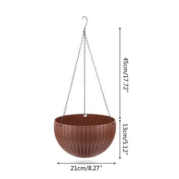 Στρογγυλή Πλαστική Γλάστρα Αλυσίδα Κρεμαστό Καλάθι Ζαρντινιέρας Διακόσμηση Μπαλκονιού Κήπου σπιτιού