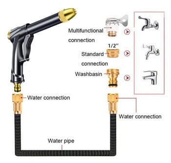 Πιστόλι ψεκασμού νερού Πλυντήριο αυτοκινήτων Υψηλής ποιότητας Ακροφύσιο εύκαμπτων σωλήνων κήπου Ψεκαστήρας υψηλής πίεσης Αφρός πιστολιού νερού Garden Irrigation Clean