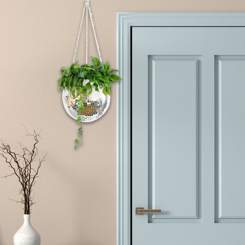 Boho Oglindă Minge Agățat Ghiveci De Flori Coș De Umerare Coș De Decorare Grădină Acasa Coș De Plante Decorare Sufragerie