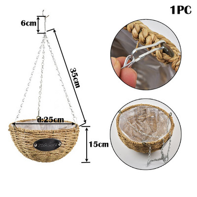 Kerti függő növény Falra akasztható fonott Rattam tartó Ültethető növények