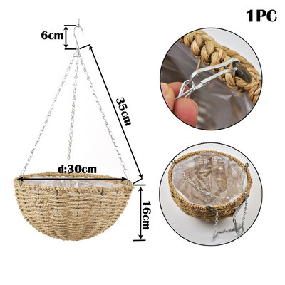 Kerti függő növény Falra akasztható fonott Rattam tartó Ültethető növények