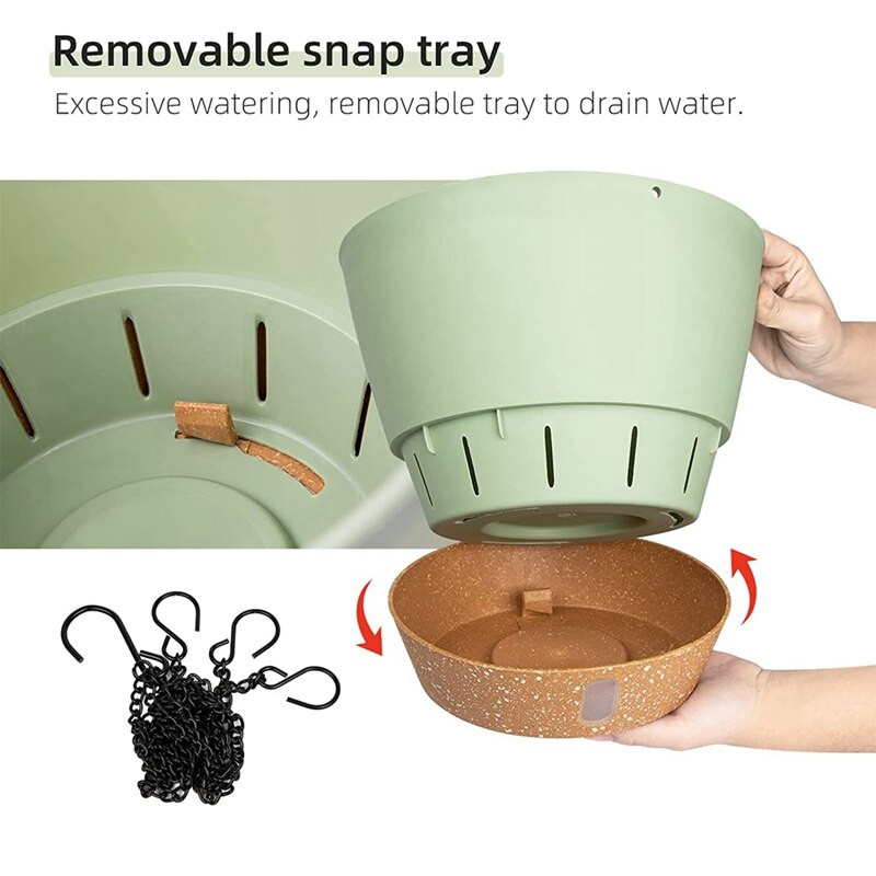 Set de 2 jardiniere suspendate, jardiniere suspendate de 10 inch pentru plante de interior și exterior, ghiveci de flori agățat cu drenaj