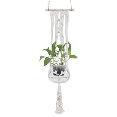 Macrame pentru agățat pe perete Umeraș pentru plante Umeraș pentru plante, tricotat manual, cu cordon natural, Umeraș pentru plante, coș Suport pentru plante