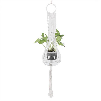 Macrame pentru agățat pe perete Umeraș pentru plante Umeraș pentru plante, tricotat manual, cu cordon natural, Umeraș pentru plante, coș Suport pentru plante