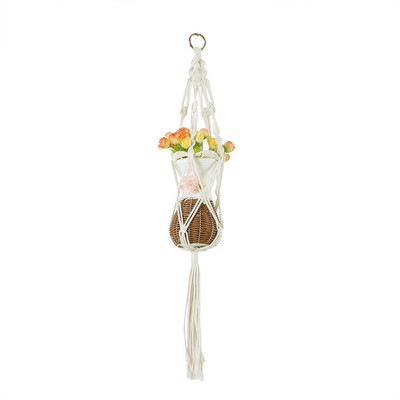 Macrame pentru agățat pe perete Umeraș pentru plante Umeraș pentru plante, tricotat manual, cu cordon natural, Umeraș pentru plante, coș Suport pentru plante