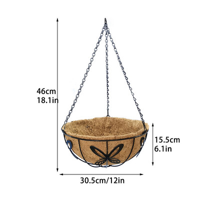 Metalinis vazono krepšelio pakabinamas vazono laikiklis Pinti rotango gėlių krepšelio vazono laikiklis su kokoso palmių įdėklu
