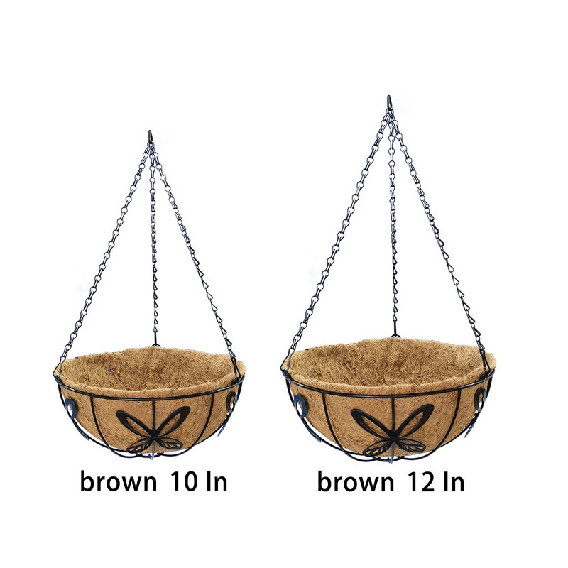 Metalinis vazono krepšelio pakabinamas vazono laikiklis Pinti rotango gėlių krepšelio vazono laikiklis su kokoso palmių įdėklu