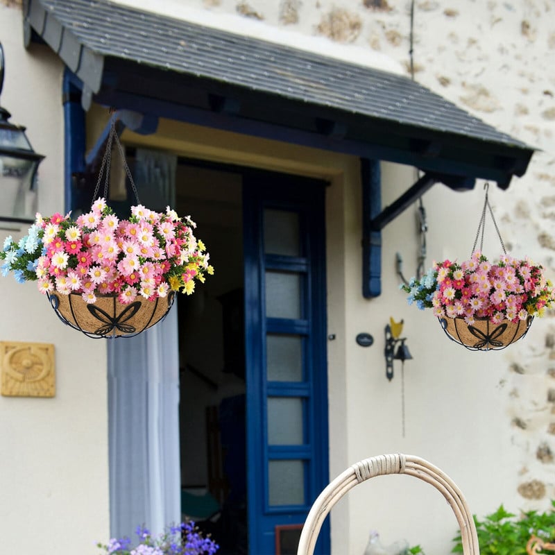 Metalinis vazono krepšelio pakabinamas vazono laikiklis Pinti rotango gėlių krepšelio vazono laikiklis su kokoso palmių įdėklu