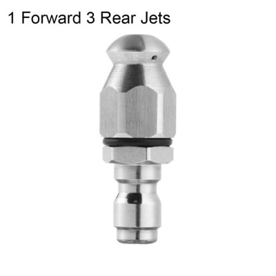 1 Pirmyn, 3/6 galinės purkštukai Sriegio slėgio drenažo plovimo antgalis Greito prijungimo purškiamas nerūdijančio plieno vamzdžių gilinimo kanalizacijos valiklis