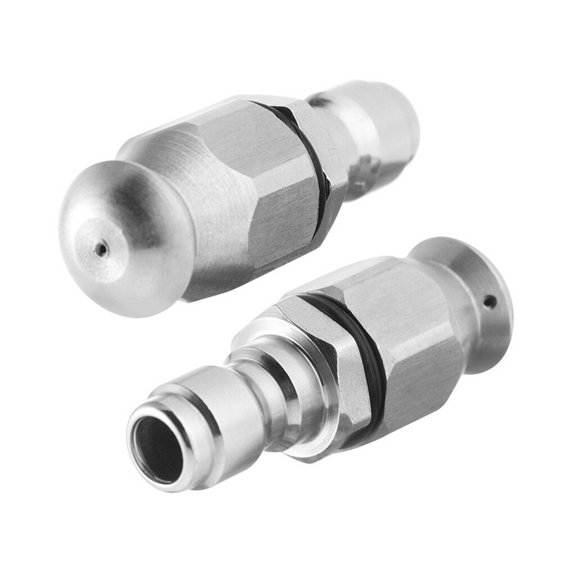 1 Pirmyn, 3/6 galinės purkštukai Sriegio slėgio drenažo plovimo antgalis Greito prijungimo purškiamas nerūdijančio plieno vamzdžių gilinimo kanalizacijos valiklis