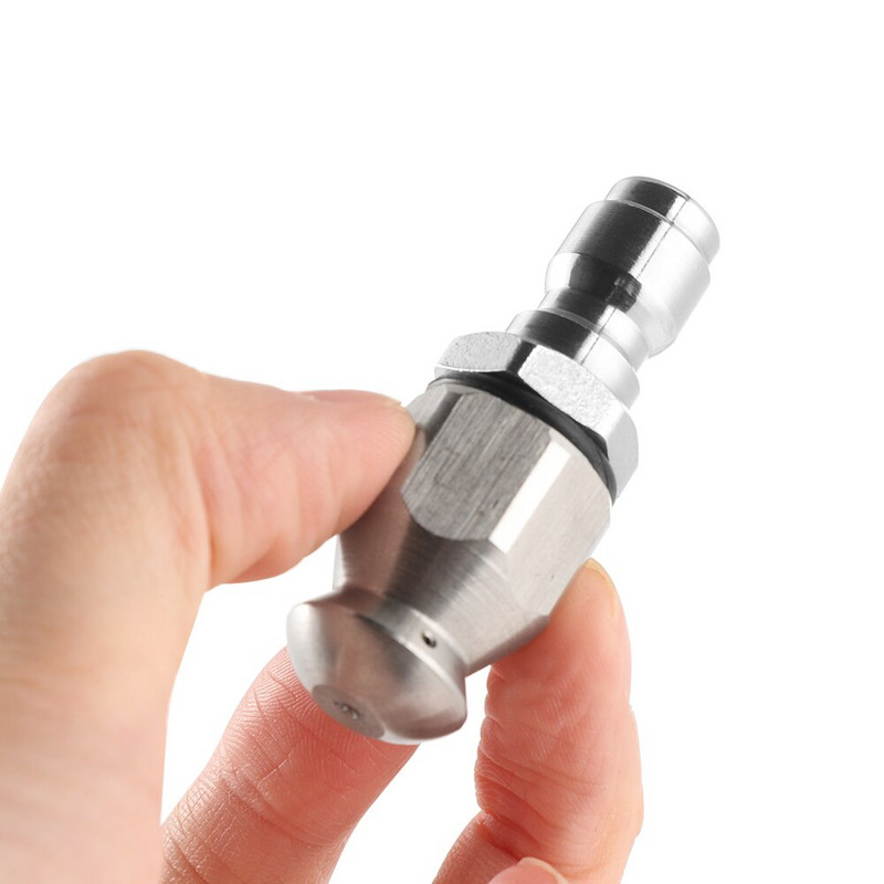 1 Pirmyn, 3/6 galinės purkštukai Sriegio slėgio drenažo plovimo antgalis Greito prijungimo purškiamas nerūdijančio plieno vamzdžių gilinimo kanalizacijos valiklis