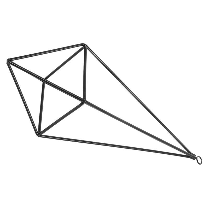 Stil de artă rustic modern, de sine stătător, agățat de fier Tillandsia Air, suport pentru suport pentru plante negru, înălțime de 10,2 inci, piramidă patrulateră
