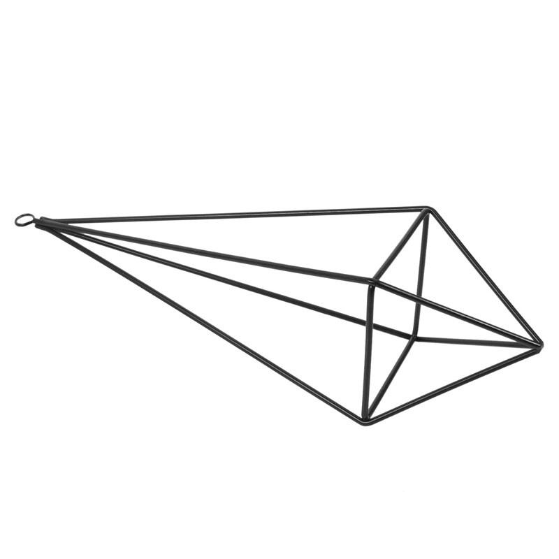 Stil de artă rustic modern, de sine stătător, agățat de fier Tillandsia Air, suport pentru suport pentru plante negru, înălțime de 10,2 inci, piramidă patrulateră