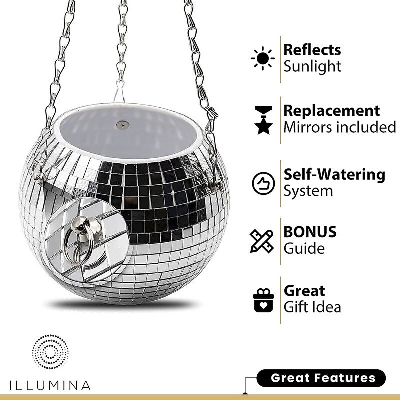 Ghiveci suspendat pentru balcon Oglindă cu bilă de discotecă Ghiveci pentru flori Oglindă Coș suspendat Oglindă cu ghiveci pentru flori Accesorii pentru decorarea casei