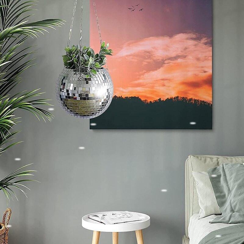Ghiveci suspendat pentru balcon Oglindă cu bilă de discotecă Ghiveci pentru flori Oglindă Coș suspendat Oglindă cu ghiveci pentru flori Accesorii pentru decorarea casei