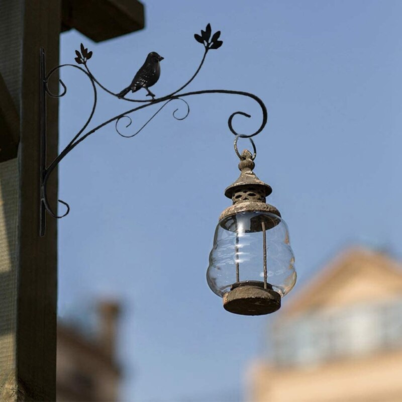 Akasztható kosártartó konzolok falra akasztható fém növény horog madáretető Szélcsengő Lámpás terasz terasz pázsit kültéri kert dekoráció