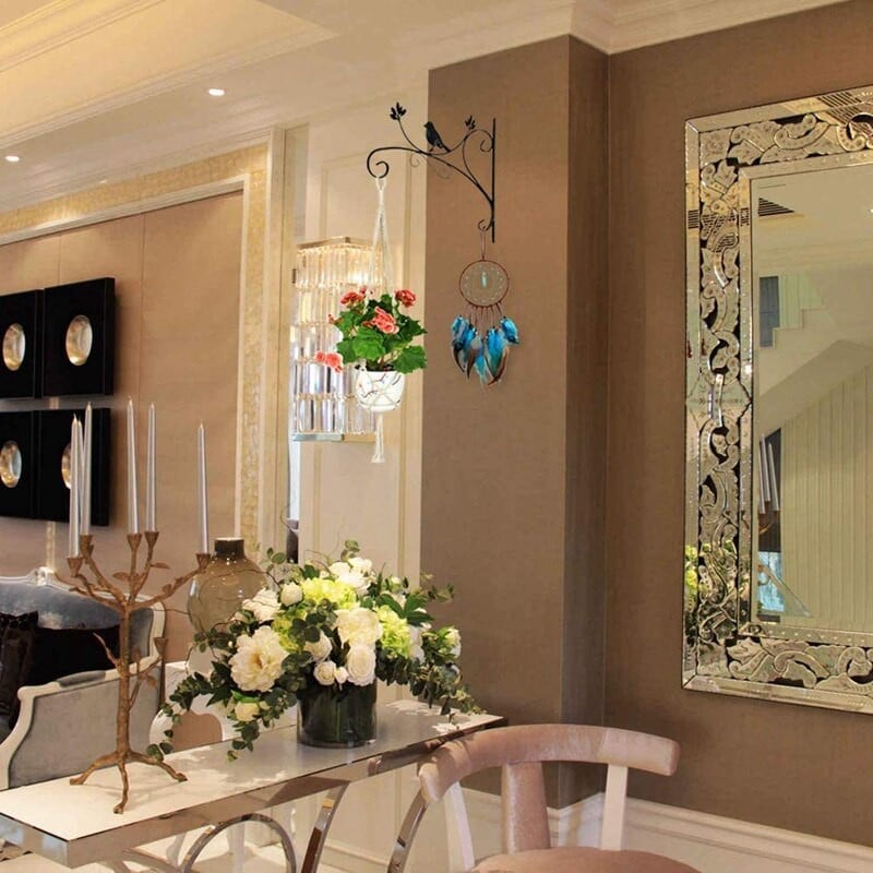 Akasztható kosártartó konzolok falra akasztható fém növény horog madáretető Szélcsengő Lámpás terasz terasz pázsit kültéri kert dekoráció