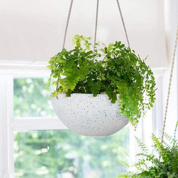 Κρεμαστό καλάθι φυτευτών 10 ιντσών 4-συσκευασία για φυτά εσωτερικού χώρου, γλάστρα φυτών λουλουδιών με τρύπες αποστράγγισης (λευκό με στίγματα)