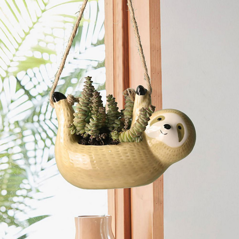 Vasă pentru plante Drăguț drăguț în formă de leneșă Suculente Planter agățat Ghiveci practic decorativ decorativ