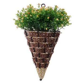 Rattan Wall Planter Κρεμαστή γλάστρα Κρεμαστό καλάθι Φυτοθήκη αποθήκευσης φυτών Διακόσμηση τοίχου κήπου εσωτερικού χώρου