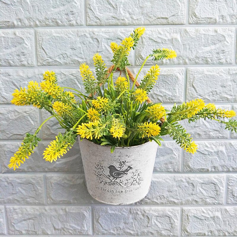 pentru ghiveci de balcon vază de flori din metal vintage în stil pastoral Jardiniere rustice din fier montate pe perete plantă de grădină cu mânere de frânghie